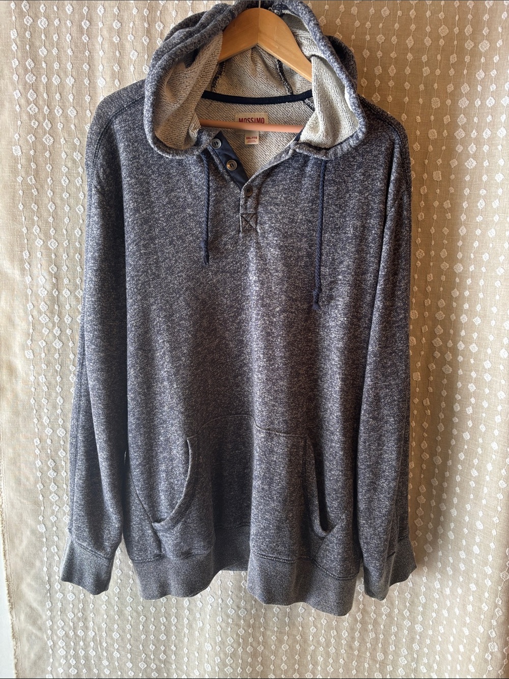 Mossimo Heather Navy Pullover Hoodie - Picture 3 of 5
